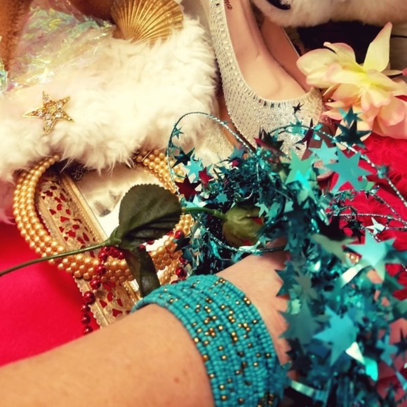 TURQUOISE Boho Cuff BRACELET ~ Seed Bead Glory - Picture 3 of 8